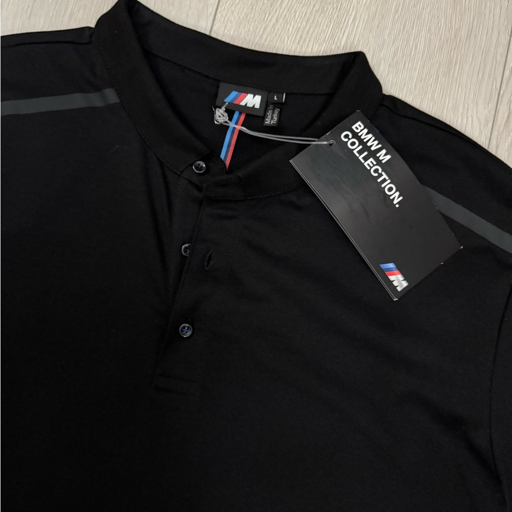 🚘 NEW! BMW M Collection Black Polo Logo Short Sleeve Shirt - L